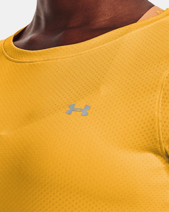 Damesshirt HeatGear® Armour met korte mouwen, Yellow, pdpMainDesktop image number 3